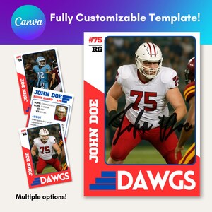 Custom Football Card Canva Template 02 - Editable Player Card, Football Party Invitation, Gift for Coach/Player, Customizable Sports Card