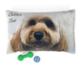 Personalized Name Pet Bed, Custom Design Blurred Background Dog Pillow, Soft Warm Cozy Cat Cushion, Removable Wash Cover Gift for Pet Lovers