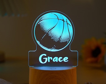 Personalised Basketball Night Light,Custom Name Player Lamp,Children Sports Birthday Gift,Bedroom Decor