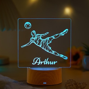 Gepersonaliseerde voetbalnachtlampje: aangepaste naamlamp, kinderkamerdecoratie