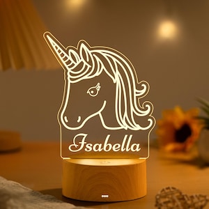 Personalised Unicorn Night Light For Baby,Custom Name Lamp For Kids,Children&#39;s Nursery Bedroom Decor,Boy/Girls Christening Gift,Baptism Gift