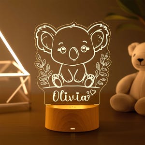 Cute Koala Personalised Night Light For Kids,Custom Name Lamp for Baby,Nursery Bedroom Decor Gifts For Boys/Girls,Children Christening Gift