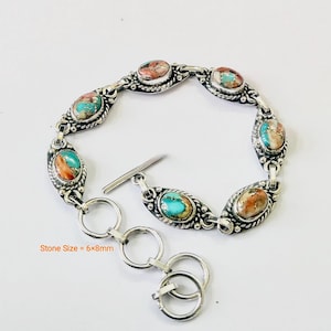 Natürliches Austern-Kupfer-Türkis-Armband, 925er Silberarmband, handgefertigtes Armband, Bestseller-Armband, Einzigartiges Armband, Geschenke für die Liebe