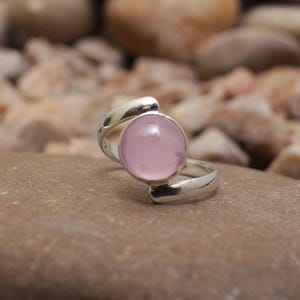 Natural Rose Quartz Ring, Round Stone Ring, Ring for Women, Handmade  Ring, 925 Silver Ring, Promise Ring, Boho Ring, Valentine Gift