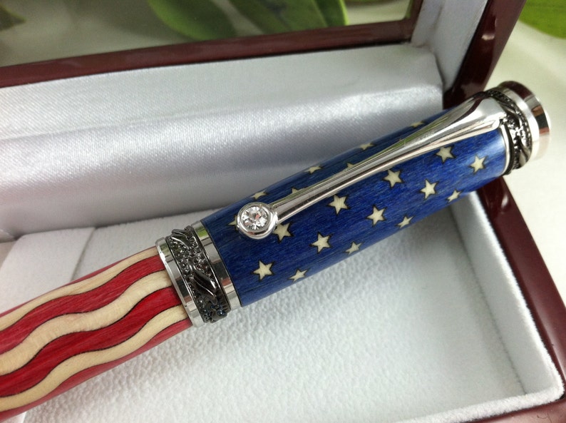 American Flag Wood Inlay Calligraphy Fountain Pen or Etsy