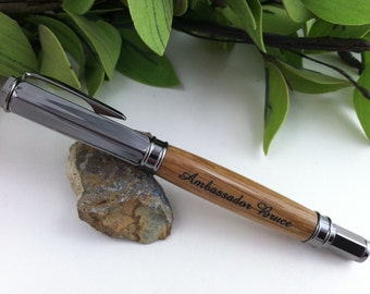 Authentic Used Makers Mark Bourbon Whisky Barrel Rollerball & Calligraphy Fountain Pen - White Oak Barrel Wood  - FREE Engraving