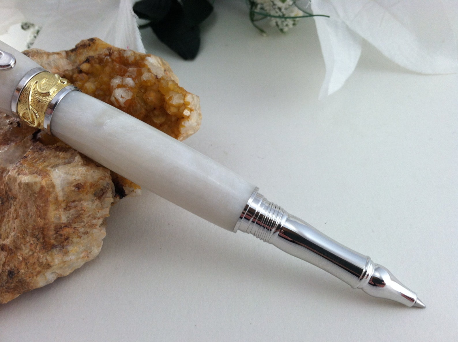 Personalized Engraved Bridal Wedding Guest Book Pen White Etsy