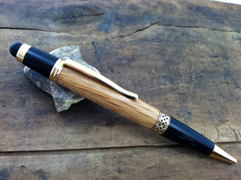 Authentic Jim Beam Oak Bourbon Barrel Stylus Pen Groomsmen Wedding Favor FREE Engraving image 3