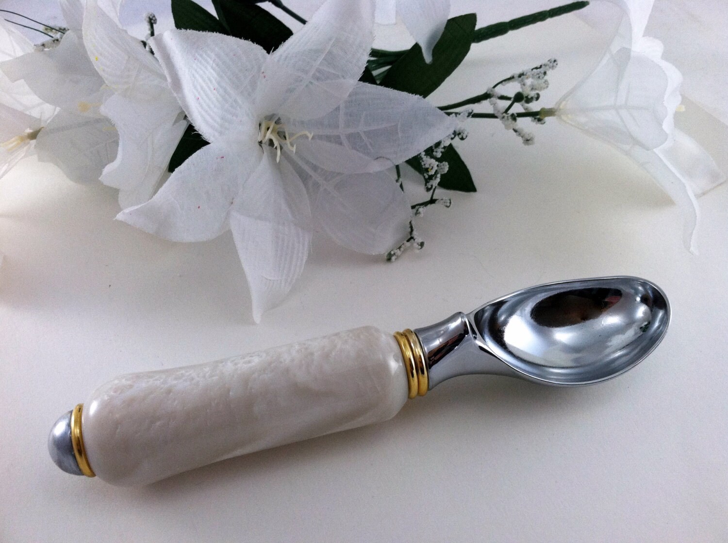 Personalized Wedding Ice Cream Scoop White Pearl Ice Cream Etsy