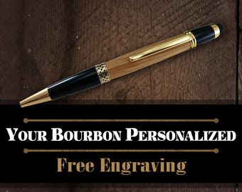 Authentic Jim Beam Oak Bourbon Barrel Stylus Pen - Groomsmen Wedding Favor - FREE Engraving