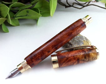 Exotic Amboyna Burl Wood Fountain Pen - FREE Engraving