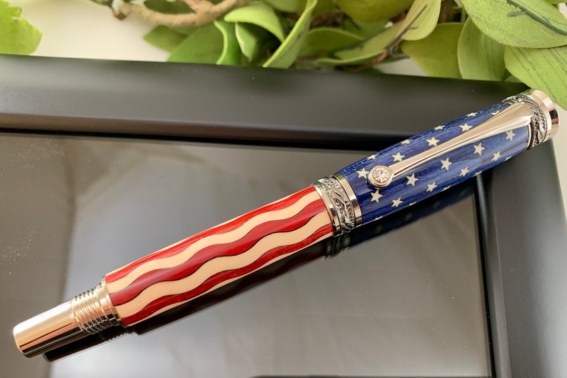 American Flag Wood Inlay Calligraphy Fountain Pen or Etsy