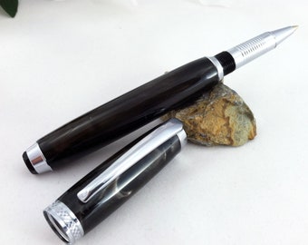 Personalized Engraved Wedding Guest Book Pen - Black Pearl Groom Writing Pen - Free Engraving