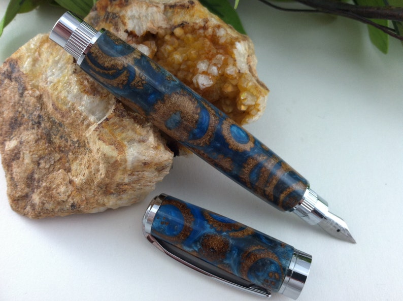 Acorn Fusion Blue - Personalized Calligraphy Fountain Pen- FREE ENGRAVING 