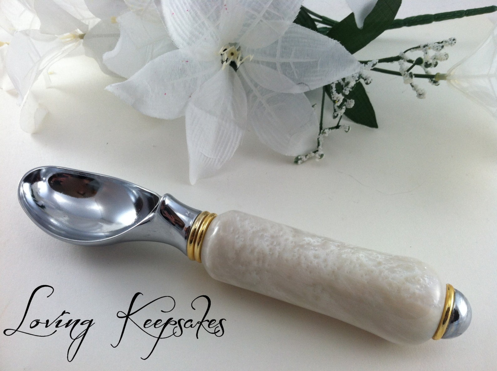 Personalized Wedding Ice Cream Scoop White Pearl Ice Cream Etsy