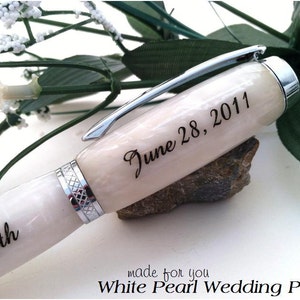 Personalized White Pearl Wedding Guest Book Pen - Crafted Just For You - Free Engraving