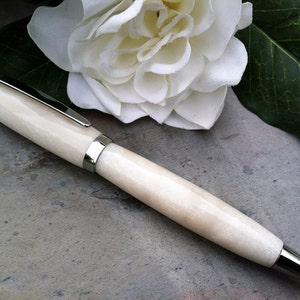 Wedding Guest Book Pen Modern White Pearl Writing Pen Free Engraving image 3