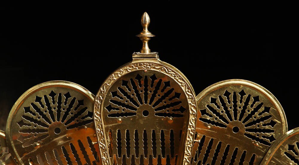 Vintage solid brass griffin fireplace fan screen Etsy