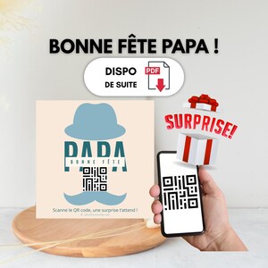 Carte Bonne Fête Papa à imprimer – Idée cadeau papa originale – Message surprise QR Code – Cadeau digital rapide et émouvant