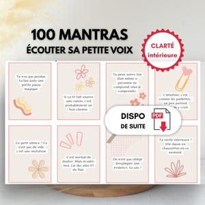 100 cartes mantras à imprimer – Écouter sa petite voix intérieure • Affirmations positives PDF • Intuition & développement personnel
