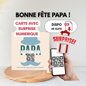 Carte Bonne Fête Papa à imprimer – Idée cadeau papa originale – Message surprise QR Code – Cadeau digital rapide et émouvant