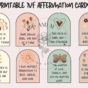 8 tarjetas imprimibles de afirmaciones sobre la FIV: apoyo emocional para tu camino hacia la fertilidad