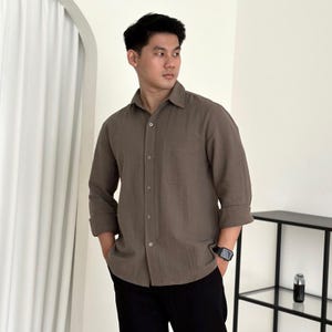 Long Sleeve Linen Shirt - Summer linen shirt, button up linen shirt, breathable linen shirt, holiday shirt men, minimalist men’s shirt