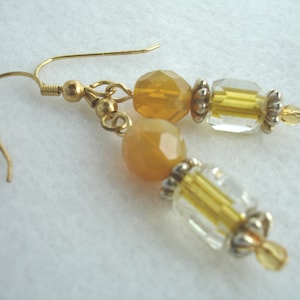 Earrings with vintage crystals, yellow crystal earrings, gold plated