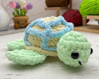 Big Turtle Crochet Pattern PDF Amigurumi Sea Animal DIY Plush Toy Tutorial Cute Ocean Creature Pattern Instant Download Digital Instructions