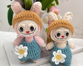 Labubu Crochet Pattern PDF Spooky Cute Forest Monster Plush DIY Yarn Doll Tutorial Soft Stuffed Creature Halloween Kawaii Amigurumi Guide