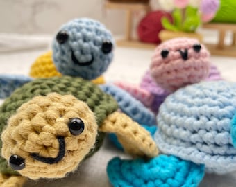 Four Sea Turtles Crochet Pattern PDF Amigurumi Ocean Animal Set DIY Plush Toys Digital Tutorial for Handmade Gift Nursery Decor Marine Theme