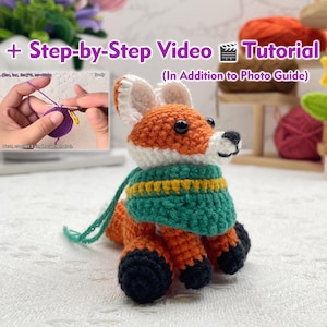 Cute Fox Crochet Video Tutorial Amigurumi Woodland Animal Plush DIY Toy Pattern Soft Stuffed Fox Doll Digital Download Handmade Gift for Her