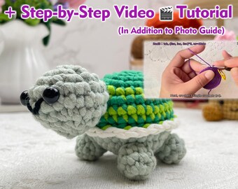 Green Turtle Crochet Video Tutorial Amigurumi Sea Animal Plush Toy DIY Ocean Creature Soft Stuffed Turtle Digital Download Cute Gift Idea