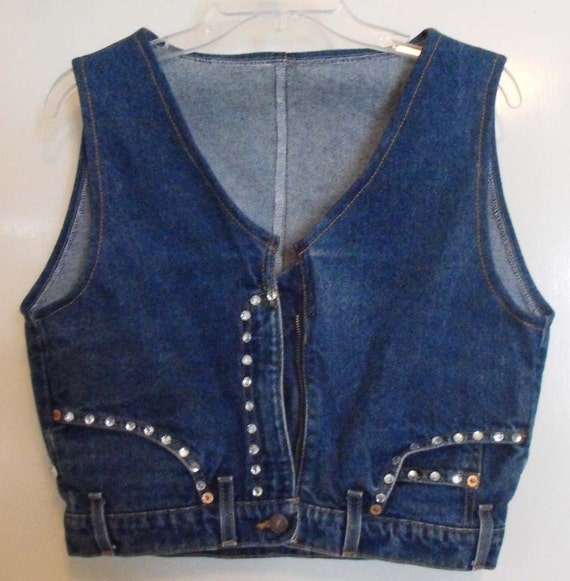Items similar to Upcycled Denim Jeans Vest on Etsy