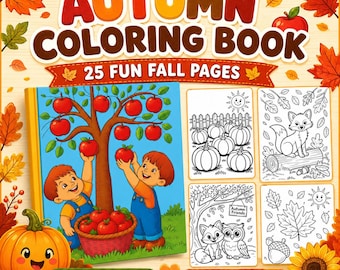 Autumn Coloring Book: 25 Printable Fall Harvest Pages (PDF Download