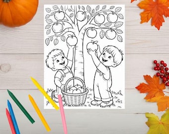 Herbstliches Malbuch: 25 Herbst-Ernte-Seiten zum Ausdrucken (PDF-Download