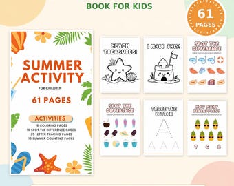 Summer Activity Book for Kids: 61 Printable Coloring, Tracing, Counting Pages (PDF Download)