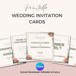 Modelo de convite de casamento floral, mais de 20 detalhes para cartões de casamento, conjunto de convites de casamento, modelo de convite, ideias de modelos