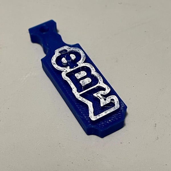 Phi Beta Sigma 3D Printed Mini Paddle Keychain