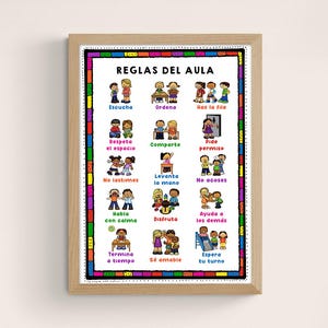Printable Classroom Rules Poster | Fun School Rules | Educational Preschool and Elementary School Decorations in Spanish