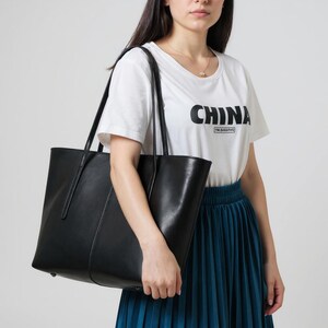 Große Einkaufstasche für Frauen, geräumige Schulterhandtasche für Arbeit oder Reisen, klassische Alltagstasche mit Top-Griffen - Echtleder