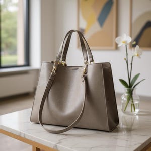 Tote Bag für Frauen - Strukturierte Schulter Handtasche mit Riemen, elegante große Geldbörse für Arbeit, Reisen oder den täglichen Gebrauch PU-Leder