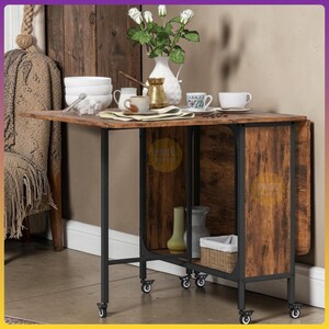 Mobile Drop Leaf Dining Table Folding Kitchen Storage Console Table