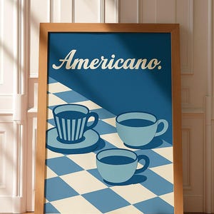 Americano Coffee Cup Printable Wall Art Print, Silk Poster,  Kitchen Decor, Cafe Wall Hanging, Coffee Lover Gift, Coffee Shop Decor, Home