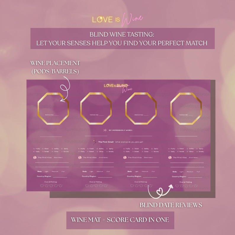 Wine Tasting Scorecard Sheets Digital Download | Bachelorette Game ...