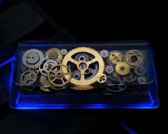 Steampunk Toothed Gear Artisan Keycap: set di tasti per tastiera meccanica personalizzati, resina e metallo