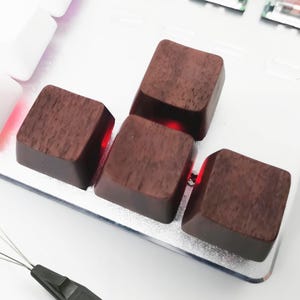 Custom Walnut Wood Blank Keycap Set, Handmade Wooden Artisan Keycaps for Cherry MX Switch Mechanical Keyboard, DIY Typing Gaming Setup