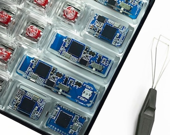 Cyberpunk Blue Circuit Board Artisan Keycap, Custom Mechanical Keyboard Key Cap Resin & Metal