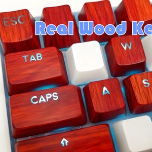Teclas de madera de palisandro auténtico: Juego de teclas artesanales de madera maciza pura retroiluminadas para teclados mecánicos