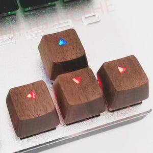 Hand-Carved Walnut Wooden Keycaps, Custom Solid Wood Artisan Backlit Keycap Set for Cherry MX Switch Mechanical Keyboard